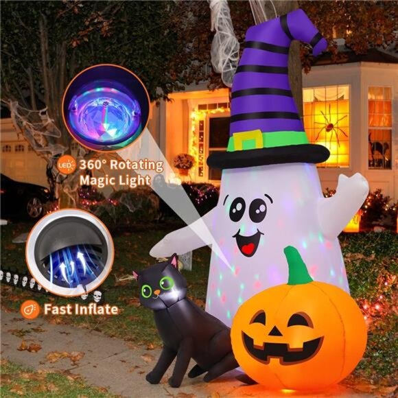 GOOSH 5 FT Halloween Inflatables Ghost Outdoor Decorations Blow Up Yard Cute - Picture 3 of 7